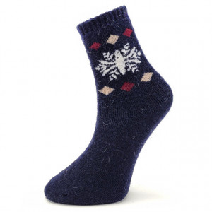 Sosete Calduroase din Blana de Iepure Model 'Snowflakes' Culoare Albastru