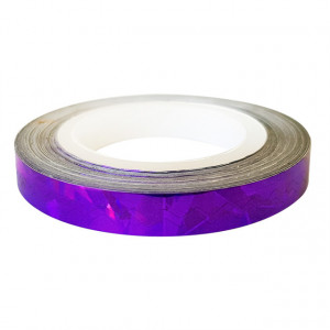 Banda Adeziva Unghii Zig Zag, Mov cu Reflexii Multicolore