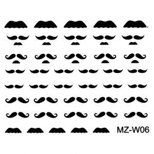 Abtibilde Unghii Mustati Negre, MZ-W06 (Abtibilduri Unghii - Tatuaje Unghii - Nail Stickere)