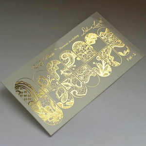 Abtibilduri Unghii pe Bază de Apă, Model "ORNAMENTS", Cod Foil-3 Gold, Accesorii Manichiura Nail Art
