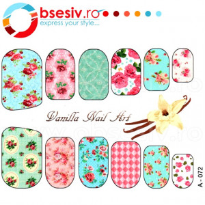 Abtibilduri Unghii pe Baza de Apa, Model 'Ornaments Homemade', Cod A-072, Abtibilde Unghii Calitate Superioara