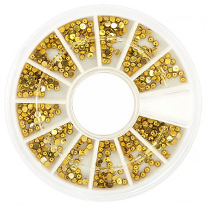 Disc Pietricele Unghii Aurii Dimensiuni Diferite, Accesorii Nail Art