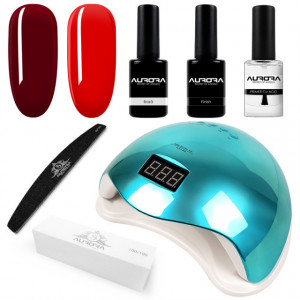 Kit Oja Semipermanenta Aurora cu Lampa LED 'Home Nails Beauty'