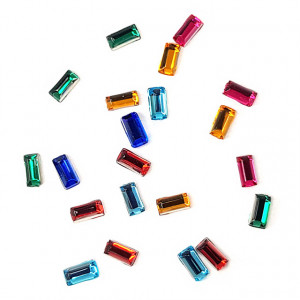 Pietricele Unghii Multicolore in Forma Dreptunghiulara si 12 Culori