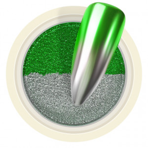 Pigment Pudra Chrome Dual Color, Culori Argintiu Verde