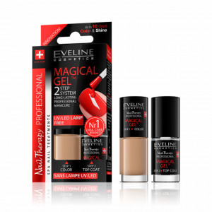 Set Lac Unghii cu Tratament si Top Coat, Magical Gel Eveline Cosmetics, No 02