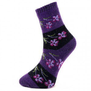 Sosete Calduroase din Blana de Iepure Model 'Blooming Dreams' Culoare Mov