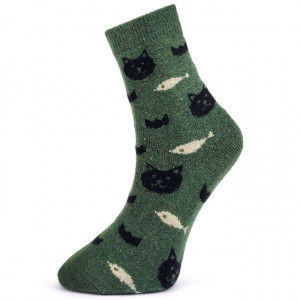 Sosete Calduroase din Lana Model 'Kitty Wool Winter' Culoare Verde