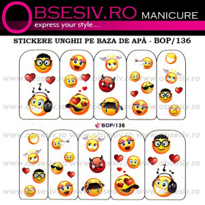 Abţibilde pe Bază de Apă (4 seturi) BOP/136 - BOP/139 (Abtibilduri Unghii - Tatuaje Unghii - Nail Stickere - Water Nail Art)