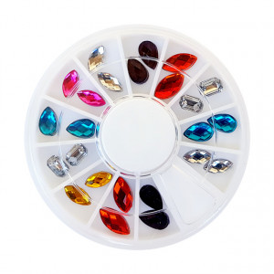Cristale Unghii Multicolore 24 Bucati, Disc Nail Art