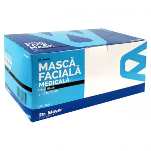 Masti Medicale Protectie cu 4 Straturi Dr. Mayer Black Edition, Cutie 50 Bucati