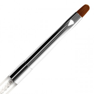 Pensula Rotunda Gel, Nr #6 Fasio, Maner Transparent cu Cristale