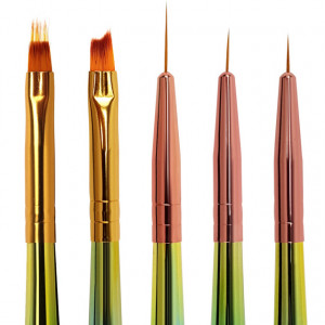 Pensule Mixte Manichiura Set 5 Buc 'Rainbow of Happiness'