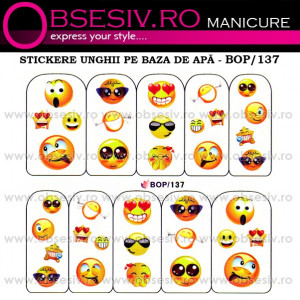 Abţibilde pe Bază de Apă (4 seturi) BOP/136 - BOP/139 (Abtibilduri Unghii - Tatuaje Unghii - Nail Stickere - Water Nail Art)