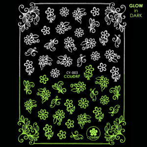 Abtibilde Unghii Glow in Dark Florescente in Intuneric Flowers CY-003