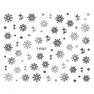 Abtibilde Unghii Motive Decorative Fulgi de Zapada 'Silver Snowflakes' No. TY097