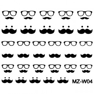 Abtibilde Unghii Mustati Negre, MZ-W04 (Abtibilduri Unghii - Tatuaje Unghii - Nail Stickere)