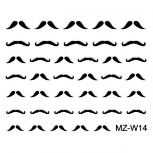 Abtibilde Unghii Mustati Negre, MZ-W14 (Abtibilduri Unghii - Tatuaje Unghii - Nail Stickere)