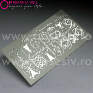 Abtibilduri Unghii pe Bază de Apă, Model GEOMETRIC FORMS, Cod Foil-1 Silver, Accesorii Manichiura Nail Art