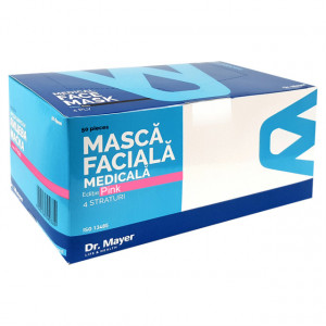 Masti Faciale Medicale cu 4 Straturi Dr. Mayer Pink Edition, Cutie 50 Bucati