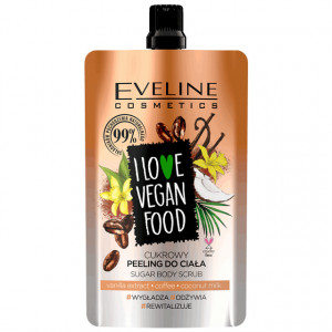 Scrub Corp Detox Vegan cu Extract de Vanilie, Cafea si Lapte de Cocos, Eveline Cosmetics