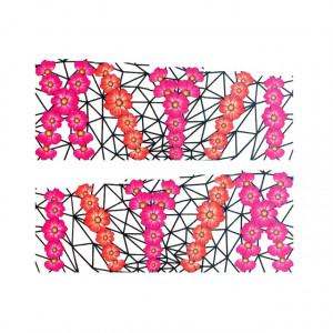 Stickere Unghii pe Bază de Apă, Model FLOWERS PINK-ORANGE, Cod LR-996 (Abtibilduri Unghii - Tatuaje Unghii - Nail Stickere - Water Nail Art)