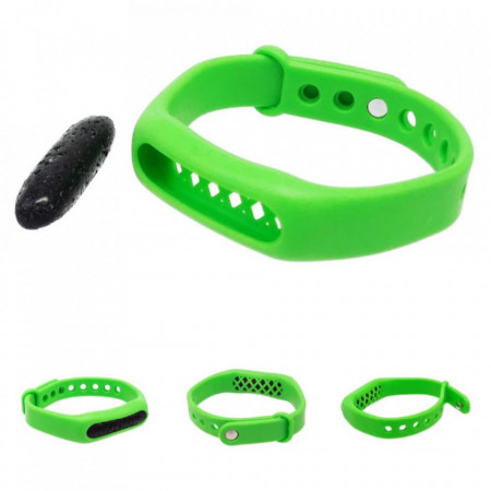 Bratara aromaterapie VERDE silicon si piatra vulcanica