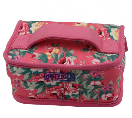 Borseta textila model floral pentru 18+2 sticlute doTERRA