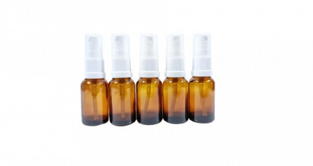 Recipient 15 ml din sticla bruna cu capac tip spray - SET 5 buc.