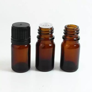 Recipient cu picurator din sticla bruna 5 ml - set 5 bucati