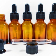 Recipient din sticla bruna cu pipeta 15ml - set de 5 bucati