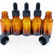 Recipient din sticla bruna cu pipeta 15ml - set de 5 bucati
