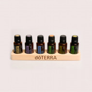 Suport doTERRA din lemn de pin pentru 6 sticlute de 15 ml