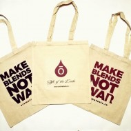 Sacosa bumbac MAKE BLENDS NOT WAR - negru