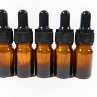 Recipient din sticla bruna cu pipeta 5ml - set de 5 bucati