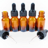 Recipiente cu pipeta din sticla bruna 10ml - SET 5 bucati