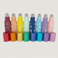 Recipiente roll-on 10 ml din sticla cu model floral - set 8 buc