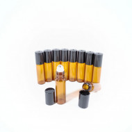 Recipiente roll-on din sticla bruna de 5ml slim- SET 10 bucati