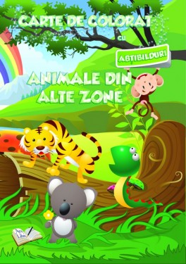 Carte de colorat cu abțibilduri - Animale din alte zone