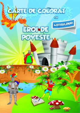Carte de colorat cu abțibilduri - Eroi de poveste