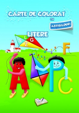 Carte de colorat cu abțibilduri - Litere