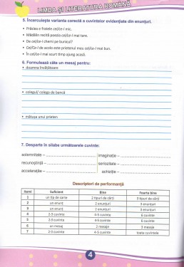 Teste de evaluare (descriptori de performanta) - Clasa a IV-a. Limba romana - Matematica - Stiinte ale naturii - Educatie civica - Istorie - Geografie