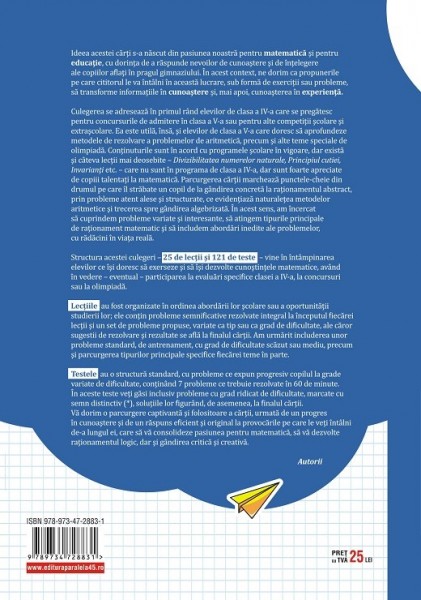 Probleme de aritmetică pentru performanţă. Metode de rezolvare şi 121 de teste cu rezolvări. Clasele IV-V