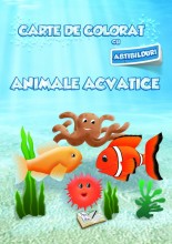 Carte de colorat cu abțibilduri - Animale acvatice