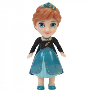 Mini papusa Anna cu rochita albastra, Disney Frozen II, 8cm
