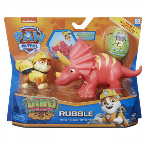 Patrula Catelusilor Set Figurina Catelus Rubble Si Dinozaur Triceraptor