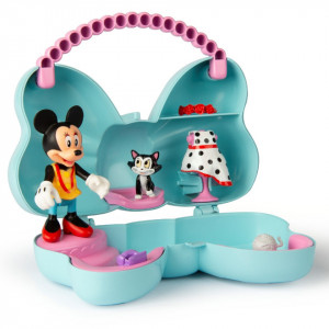 Set de joaca fundita cu figurine si accesorii, Disney Minnie, Turcoaz