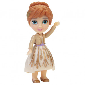 Mini papusa Anna cu rochita aurie, Disney Frozen, 8cm