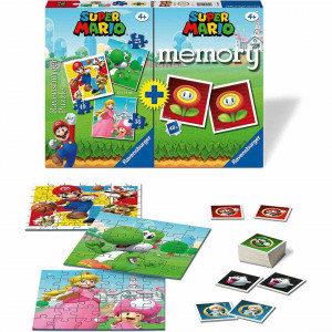 Puzzle + Joc Memory Super Mario, 25/36/49 Piese