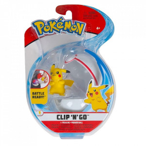 Set figurine Clip n Go, Pokemon, Pikachu & Premier Ball, 2buc